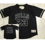Men's Chicago Bulls #23 Michael Jordan Black Short Sleeved AU Throwback Jersey