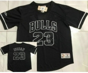 Men's Chicago Bulls #23 Michael Jordan Black Short Sleeved AU Throwback Jersey