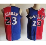 Men's Chicago Bulls #23 Michael Jordan Blue Red Two Tone Stitched Hardwood Classic Swingman Jerseys