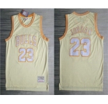 Men's Chicago Bulls #23 Michael Jordan Gold Hardwood Classics Soul Throwback Limited Jersey