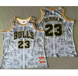 Men's Chicago Bulls #23 Michael Jordan Grey Snakeskin Hardwood AU Throwback Jersey