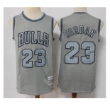 Men's Chicago Bulls #23 Michael Jordan Grey Throwback Stitched Basketball Jersey