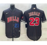 Men's Chicago Bulls #23 Michael Jordan Number Black With Patch Cool Base Stitched Baseball Jersey