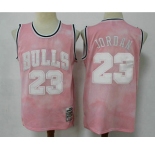 Men's Chicago Bulls #23 Michael Jordan Pink Hardwood Classics Soul Swingman Throwback Jersey