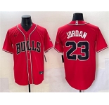 Men's Chicago Bulls #23 Michael Jordan Red Cool Base Stitched Baseball Jersey