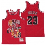 Men's Chicago Bulls #23 Michael Jordan Red Hardwood Classics Skull Edition Jersey