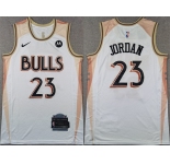 Men's Chicago Bulls #23 Michael Jordan White 2024 City Edition Stitched Basketball Jersey