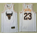 Men's Chicago Bulls #23 Michael Jordan White Golden Nike Swingman Stitched NBA Jersey