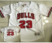 Men's Chicago Bulls #23 Michael Jordan White Short Sleeved AU Throwback Jersey
