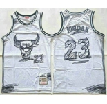 Men's Chicago Bulls #23 Michael Jordan White Sketch Swingman Jersey