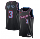 Men's Chicago Bulls #3 Josh Giddey Black 2025-26 City Edition Swingman Stitched Basketball Jersey