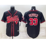 Men's Chicago Bulls #33 Scottie Pippen Black With Patch Cool Base Stitched Baseball Jersey