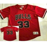 Men's Chicago Bulls #33 Scottie Pippen Red Short Sleeved AU Throwback Jersey
