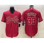 Men's Chicago Bulls #33 Scottie Pippen Red With Patch Cool Base Stitched Baseball Jerseys
