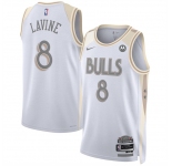 Men's Chicago Bulls #8 Zach LaVine White 2024-25 City Edition Stitched Basketball Jersey