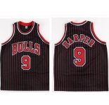 Men's Chicago Bulls #9 Ron Harper Black Pinstriped Jersey