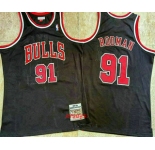 Men's Chicago Bulls #91 Dennis Rodman 1997-98 Black Hardwood Classics Soul AU Throwback Jersey