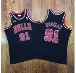 Men's Chicago Bulls #91 Dennis Rodman 1997-98 Red Champions Patch Hardwood Classics Soul AU Throwback Jersey