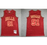 Men's Chicago Bulls #91 Dennis Rodman Red 1997-98 Hardwood Classics Soul Swingman Throwback Jersey