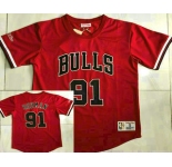 Men's Chicago Bulls #91 Dennis Rodman Red Short Sleeved AU Throwback Jersey