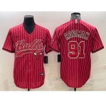 Men's Chicago Bulls #91 Dennis Rodman Red With Patch Cool Base Stitched Baseball Jerseys