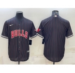 Men's Chicago Bulls Blank Black Cool Base Stitched Baseball Jersey