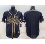 Men's Chicago Bulls Blank Black Gold With Patch Cool Base Stitched Baseball Jersey