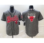 Men's Chicago Bulls Blank Grey Gridiron Cool Base Stitched Baseball Jersey