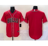 Men's Chicago Bulls Blank Red Cool Base Stitched Baseball Jersey