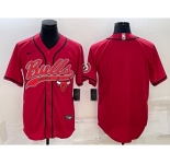 Men's Chicago Bulls Blank Red With Patch Cool Base Stitched Baseball Jersey