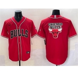 Men's Chicago Bulls Team Big Logo Red Cool Base Stitched Baseball Jersey
