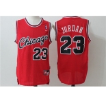 Men's Mitchell and Ness Chicago Bulls #23 Michael Jordan Red Throwback Basketball Jersey2