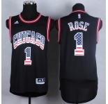 nba chicago bulls #1 rose Black Jerseys(USA Flag Fashion)
