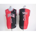 nba chicago bulls #1 rose black-red[strip][revolution 30 swingman]