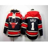 nba chicago bulls #1 rose red-black[pullover hooded sweatshirt]