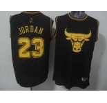 nba chicago bulls #23 jordan black[gold lettering fashion]