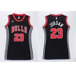 NBA Women Bulls #23 Michael Jordan Black Dress Stitched Jerseys