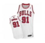 Women's Adidas Chicago Bulls #91 Dennis Rodman Authentic White Home NBA Jersey