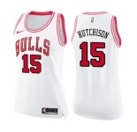 Women's Nike Chicago Bulls #15 Chandler Hutchison Swingman White Pink Fashion NBA Jersey