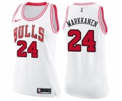 Women's Nike Chicago Bulls #24 Lauri Markkanen Swingman WhitePink Fashion NBA Jersey