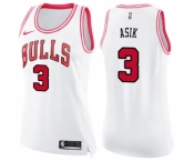 Women's Nike Chicago Bulls #3 Omer Asik Swingman WhitePink Fashion NBA Jersey
