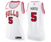 Women's Nike Chicago Bulls #5 Bobby Portis Swingman WhitePink Fashion NBA Jersey