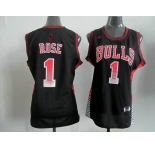 women nba jerseys chicago bulls #1 rose black[limited edition]