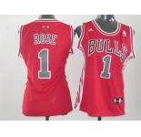 women nba jerseys chicago bulls #1 rose red
