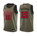 Youth Nike Chicago Bulls #15 Chandler Hutchison Swingman Green Salute to Service NBA Jersey