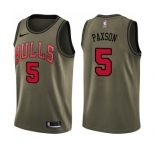 Youth Nike Chicago Bulls #5 John Paxson Swingman Green Salute to Service NBA Jersey