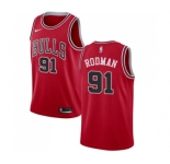 Youth Nike Chicago Bulls #91 Dennis Rodman Swingman Red Road NBA Jersey - Icon Edition