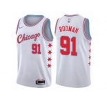 Youth Nike Chicago Bulls #91 Dennis Rodman Swingman White NBA Jersey - City Edition