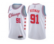 Youth Nike Chicago Bulls #91 Dennis Rodman Swingman White NBA Jersey - City Edition