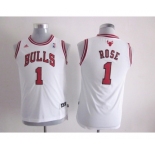youth nba jerseys chicago bulls #1 rose white[revolution 30 swingman]